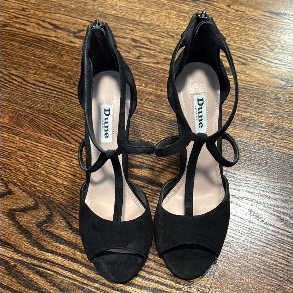 Dune London Black T-Strap Heels